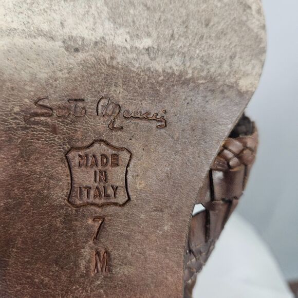 Sesto Meucci Italian Leather Woven Slingback Sandals Sz 7 - Picture 2 of 5